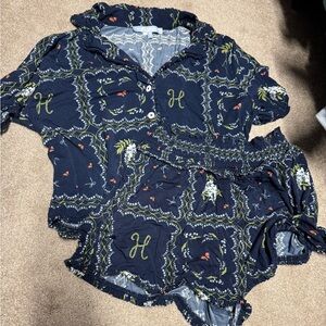 Hill House Paige Pajamas Navy Patchwork